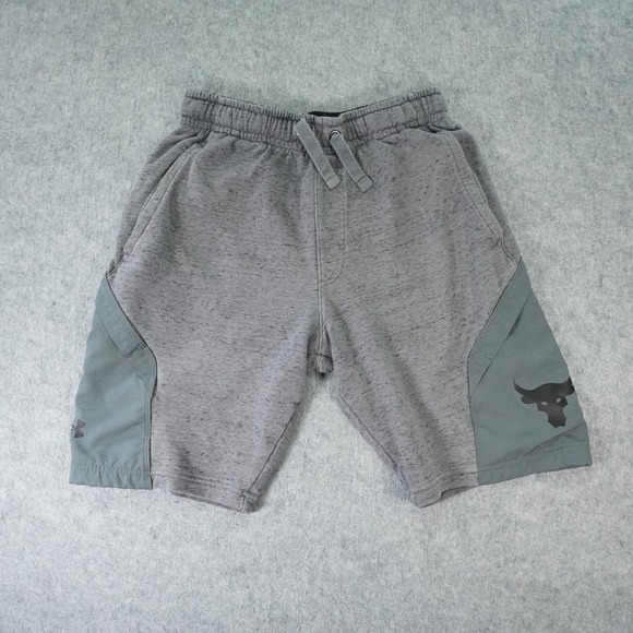 Under Armour Project Rock Fleece Shorts Mens Medium Grey Athletic Causal - Picture 1 of 10